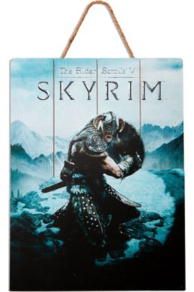SKYRIM AEREAL ATTACK CARTEL MADERA 30 X 40 CM WOODART 3D PRINT LIMITED EDITION