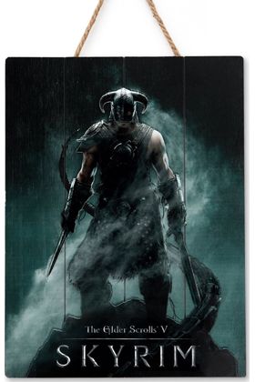 SKYRIM DRAGONBORN CARTEL MADERA 30 X 40 CM WOODART 3D PRINT LIMITED EDITION