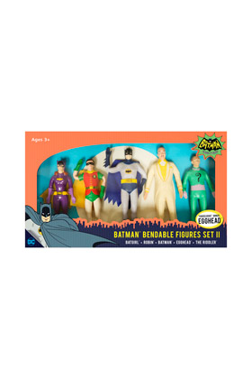 BATMAN 1966 CON CABEZA HUEVO SET 5 FIGURAS FLEXIBLE BATMAN 1966 UNIVERSO DC
