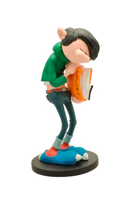 GASTON CON INFORME URGENTE ESTATUA 25 CM RESINA GASTON EL GAFE