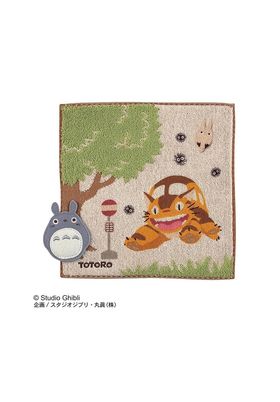 TOTORO GRIS & CATBUS BUS STOP MINI TOALLA 25X25 CM MI VECINO TOTORO