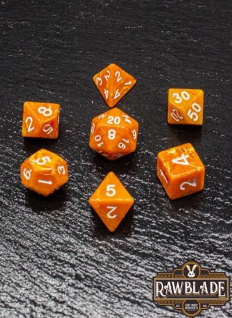 DICE SET RAWBLADE MARBLE DARK LIGHT ORANGE