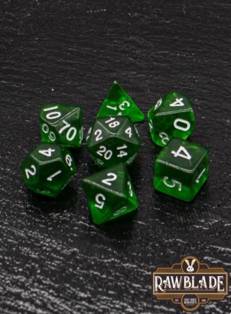 DICE SET RAWBLADE TRANSPARENT DARK GREEN