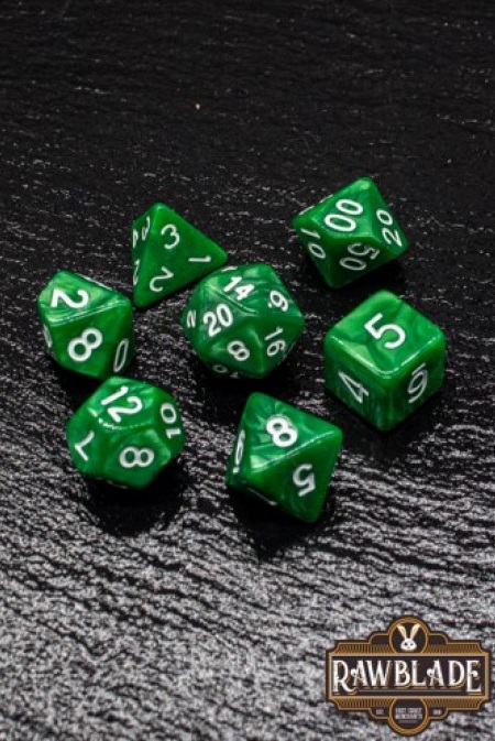 DICE SET RAWBLADE MARBLE GREEN DICE SET