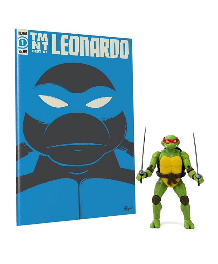 TEENAGE MUTANT NINJA TURTLES AXN X IDW LEONARDO FIGURA + COMIC