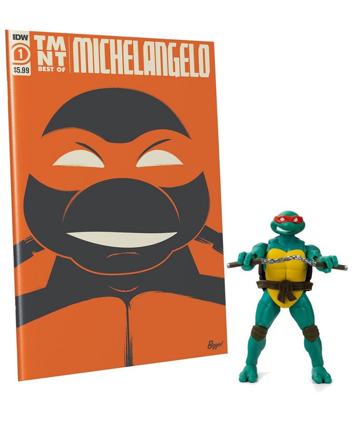 TEENAGE MUTANT NINJA TURTLES AXN X IDW MICHELANGELO FIGURA + COMIC