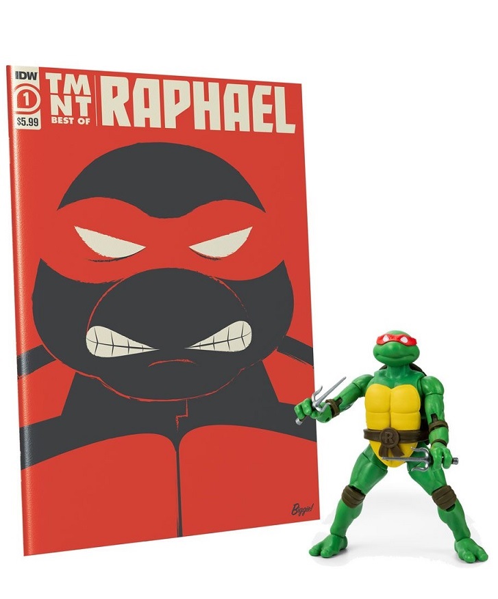 TEENAGE MUTANT NINJA TURTLES AXN X IDW RAPHAEL FIGURA + COMIC