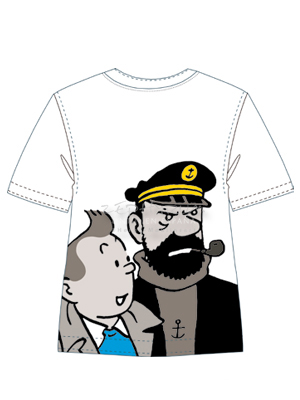 TINTIN CAMISETA RETRATO TINTIN & HADDOCK (BLANCA) - TALLA L