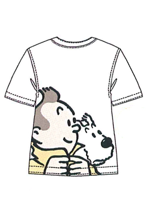 TINTIN CAMISETA RETRATO TINTIN GABARDINA & MILU (BLANCA) - TALLA 04