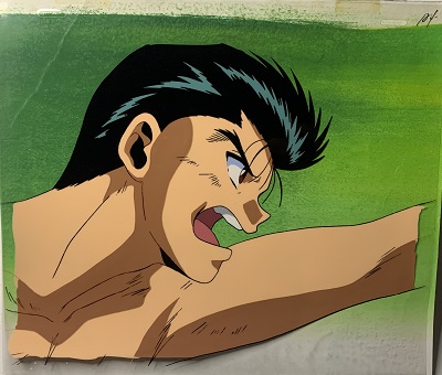 YU YU HAKUSHO ANIMATION CEL A4 + BACKGROUND + DOUGA