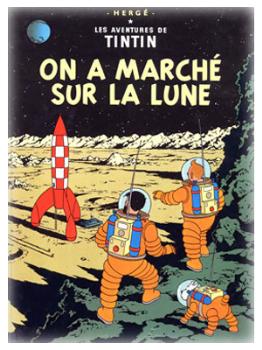 TINTIN POSTER PORTADA TINTIN ON A MARCHE SUR LA LUNE
