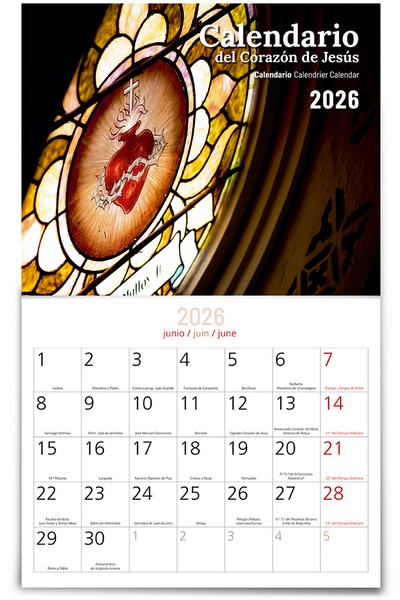 CALENDARIO 2026 PARED CON FALDILLAS DEL SAGRADO CORAZÓN