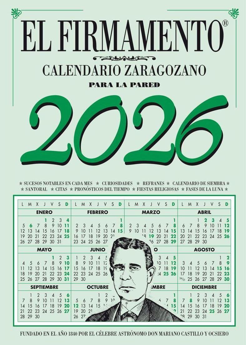 CALENDARIO ZARAGOZANO 2026. (VERDE) EL FIRMAMENTO (PARA PARED)